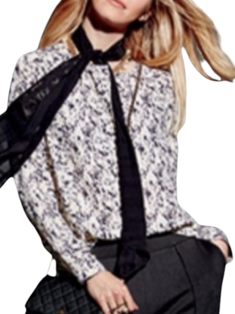 Cabi Shatter Pop-Over Blouse In Black/White Size Med #3094